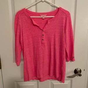 Lilly Pulitzer Mindy linen top in neon pink